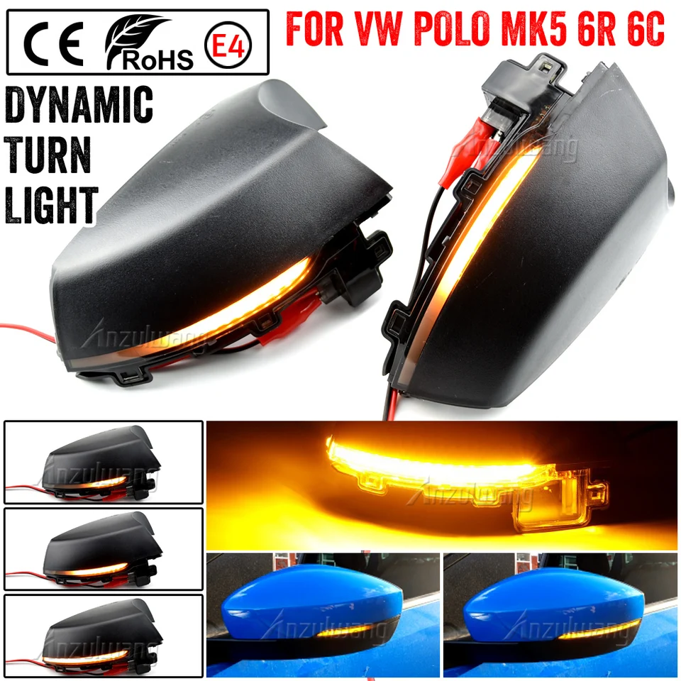 LED dynamické blikajúce svetlo blikajúceho signálu pre Volkswagen VW Polo MK5 6R 6C 2009 - 2016 2017 Bočné indikátor spätného zrkadla Blinker