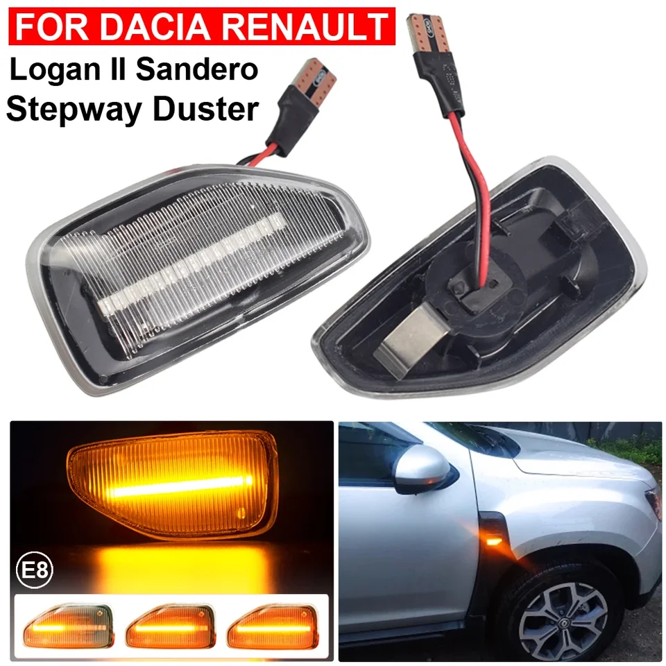 LED dynamické bočné markerové svetlo so šípkou so šípkami Blinker Lights for Dacia Logan II Sandero 2 Duster 2 Renault Stepway 2012-2020