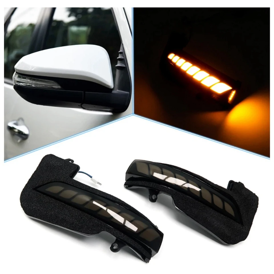 LED dynamický smerový signál na strane spätného zrkadla na bočné zrkadlo Blinker Svetlo pre Toyota Fortuner Hilux Innova 2016+, žltá