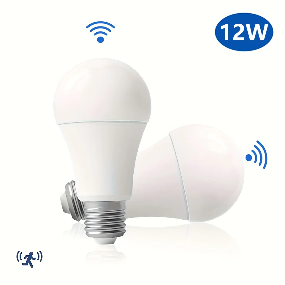 LED E27 Radar citlivá žiarovka 85-265V úspora energie Smart Detect Sensor Svetlo 12W LAMPADA LED
