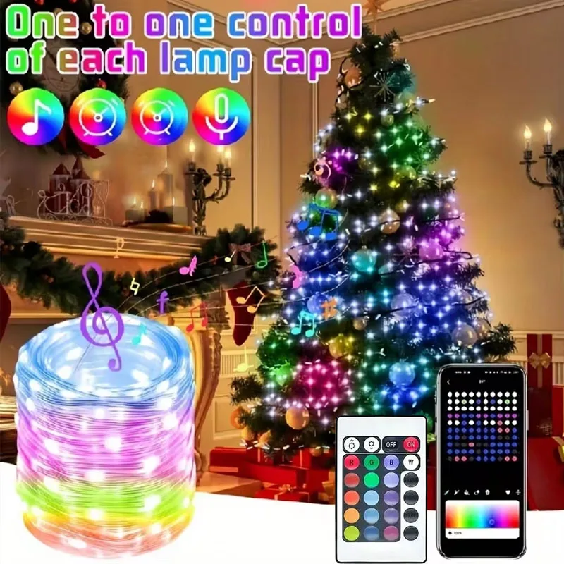 LED Fairy Light Phone App diaľkové ovládanie WS2812B RGB LED reťazec DIY inteligentné IC adresovateľné DreamColor Garden Party vianočné výzdoba