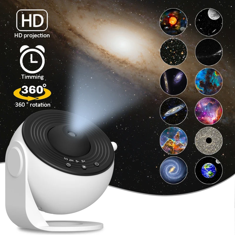 LED Galaxy Projector Lamp HD Starry Sky Projector 360 ° Rotate Planetarium Night Lamp pre izbu dekoratívne deti Darček Svadba Deco