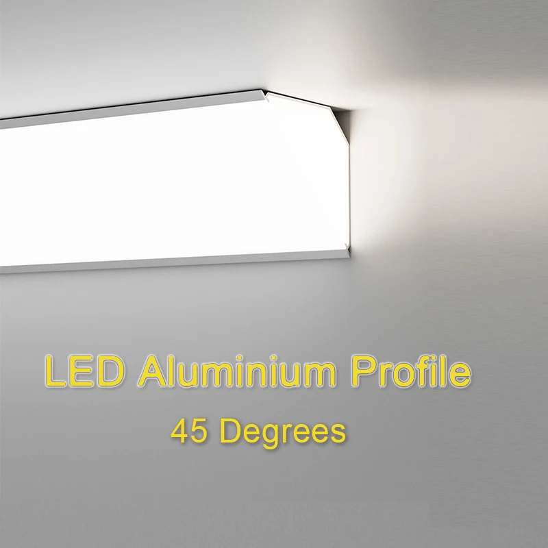 LED hliníkový profil 45 ° šikmý lúč horný roh lineárne svetlo pre spálňu koridor vnútorný dekoratívny LED stropný profil steny