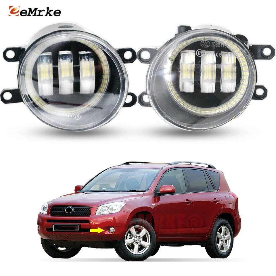 LED hmlové svetlá zostava PTF s šošovkou pre Toyota Rav 4 RAV-4 XA30 RAV4 2006 2007 2008 LED Angel Eyes Halo hnacie auto Drl lampa Drl