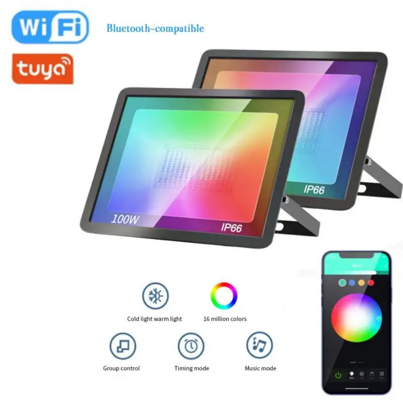 LED inteligentné svetlomety tuya wifi+Bluetooth Smart Home Outdoor Lighting Smart Life App RGB povodňové svetlo IP66 30 W/50W/100 W Spotlight