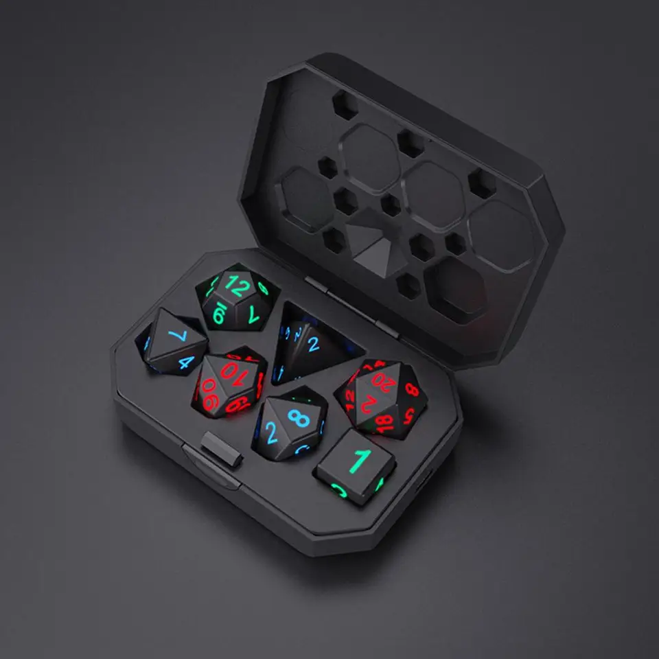 LED kocky Set Luminous RPG Polyhedral Dice Set Viac strán pre dospelých zábavné hračky pre stolovú hernú párty