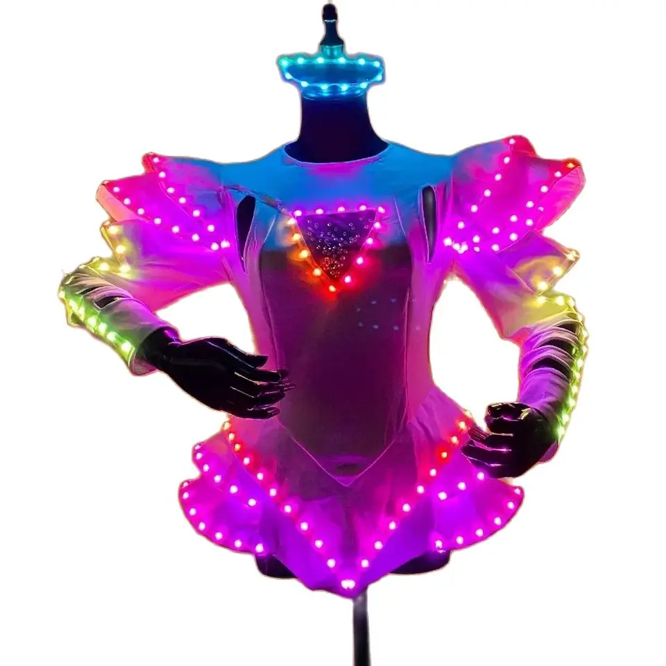 LED kostým sexy tutu LED LED Nabíjateľné šaty scénické tanečné šaty LUMNIVE OBLASTI HALLOWEEN Svadobné šaty