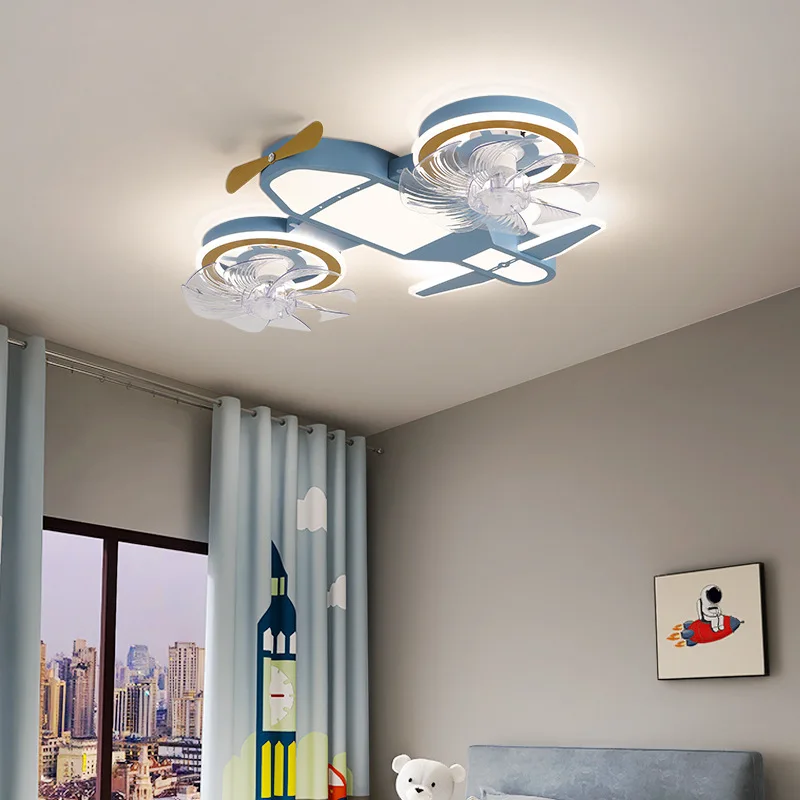LED lietadlá stropné svetlo karikatúry Diaľkové ovládanie ventilátor Lampa Boy Lights Lights Detská izba Lampa Lampa darček pre deti