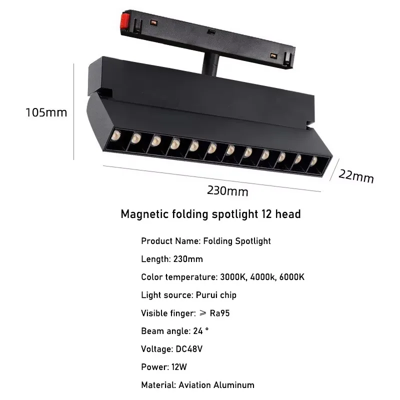 LED magnetické skladanie Spotlight Track Light Industrial Fashion Decor Lamp