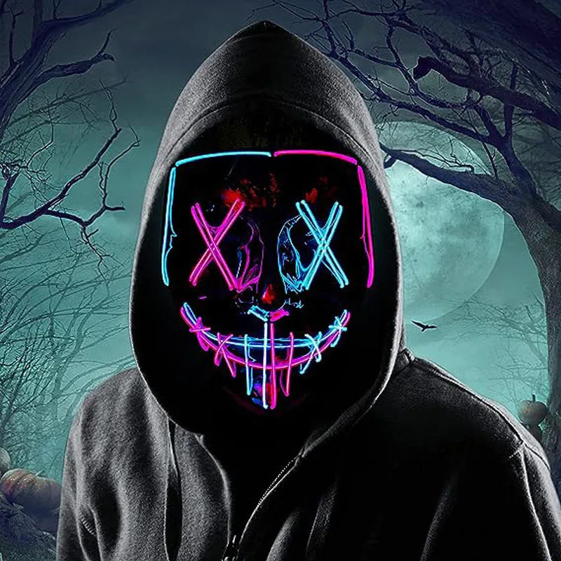 LED maska ​​Halloween karneval vianočné maškarné maškarné večierok Nočný klub Luminát filmová maska