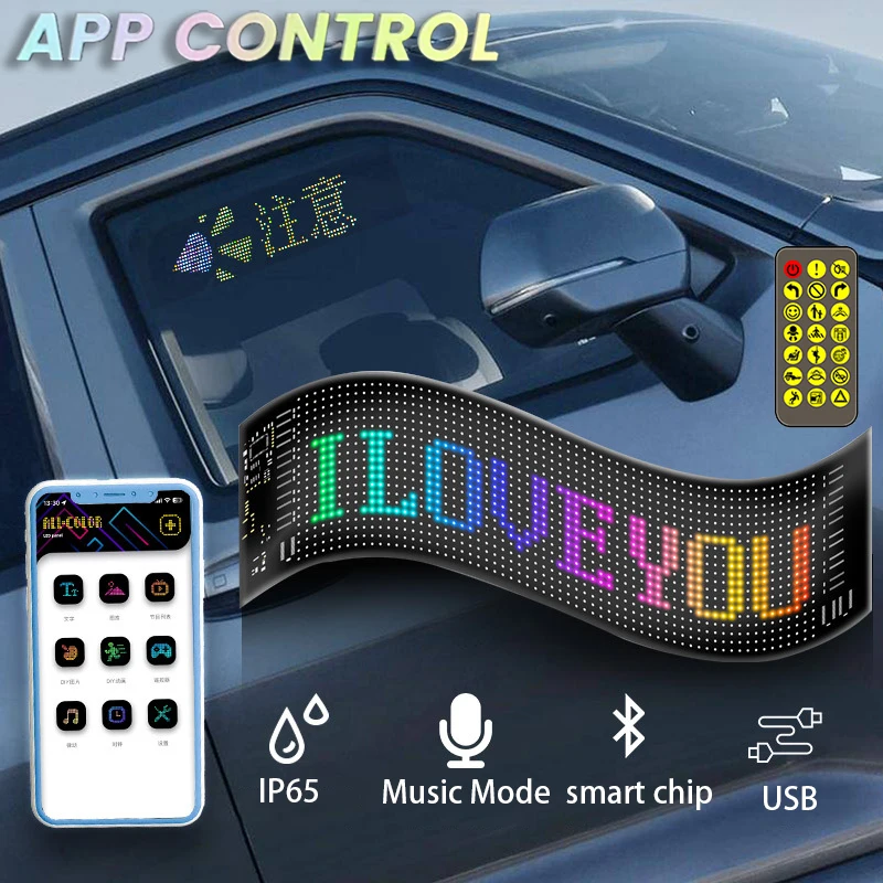 LED matica Pixel Panel, USB 5V Scrolling LED Sign Aplikácia Flexibilná adresovateľná RGB Pattern Graffiti Scrolling Text Animation Display