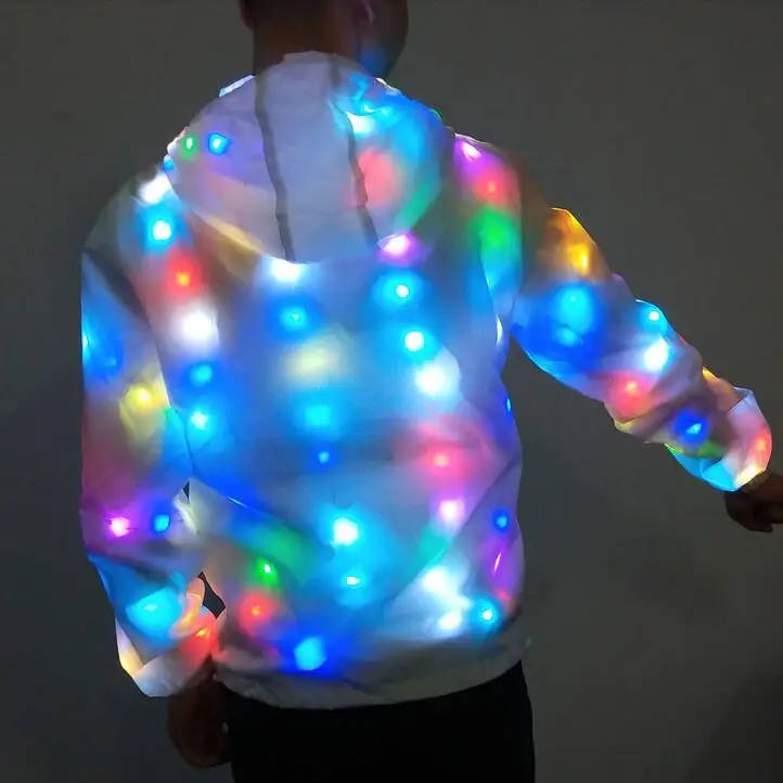 LED mikiny muži farebný kabát Luminous bunda Performance osvetlenie látka pódium tanečný blikanie