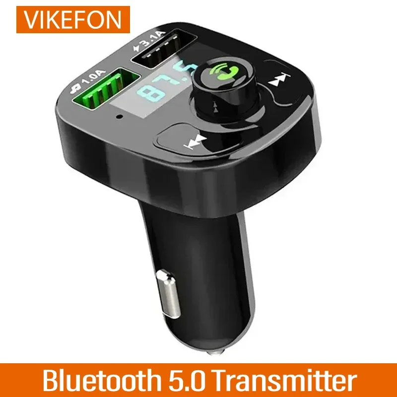 LED MP3 Car Bluetooth FM Audio prijímač Hands-free Bluetooth 5.0 vysielač 2.1a 3.1a QC3.0 PD Typ C Dual USB Car Kit nabíjačku