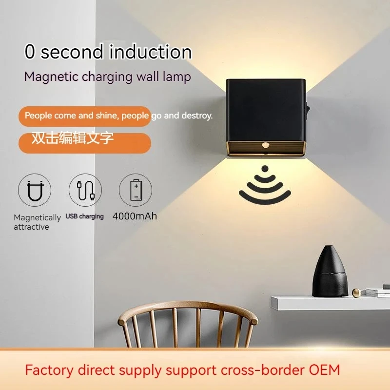 LED nabíjateľné nástenné svetlo Senzor ľudského tela USB USB bezdrôtová nočná lampa pre nočnú spálňu WORRODOR SLOŽMY PRE HOME