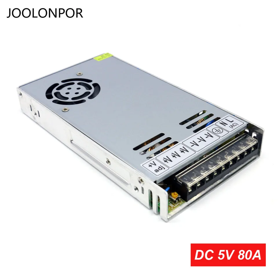 LED napájacie napájanie AC na DC 5V 80A Vysoký výkon 400W prepínania napájania 220V až 5V 80A Ultra tenký transformátor pre LED displej