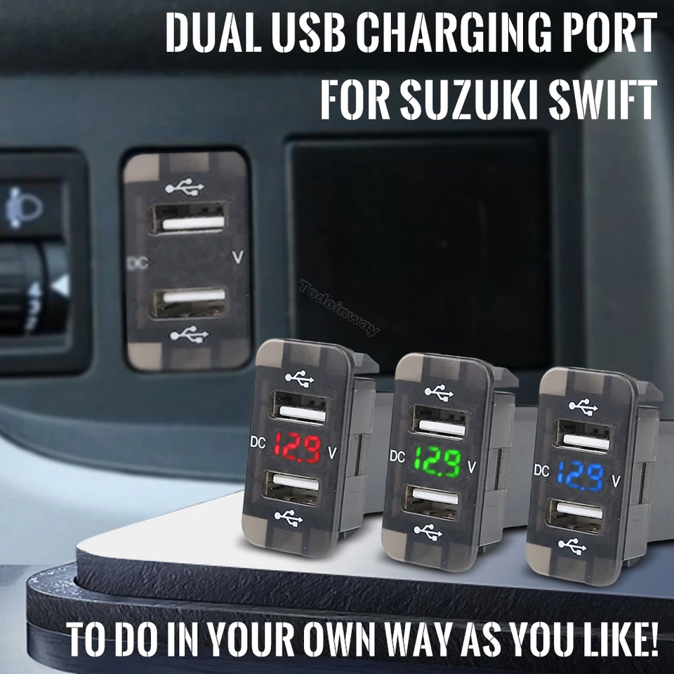 LED napätie merača zobrazenia rýchleho nabíjania USB adaptér pre Suzuki SX4 Swift Grand Vitara 2006 2012 Interiérové ​​diely