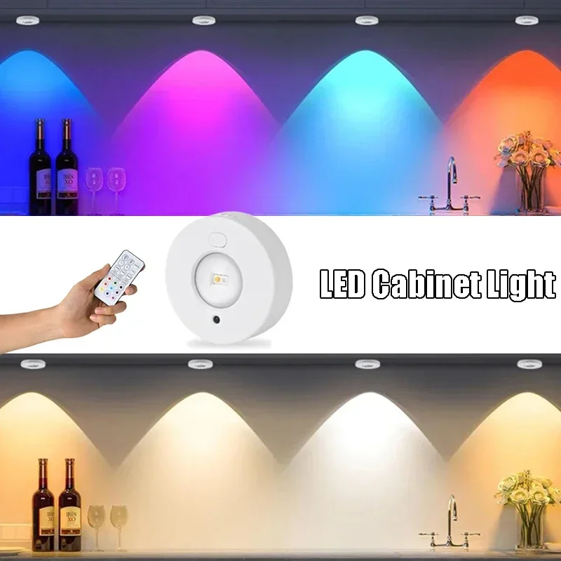 LED nočné svetlo RGB 12 farebná bezdrôtová skrinka Lampa typu C Nabíjateľné diaľkové ovládanie pre osvetlenie kuchynskej skrinky v miestnosti