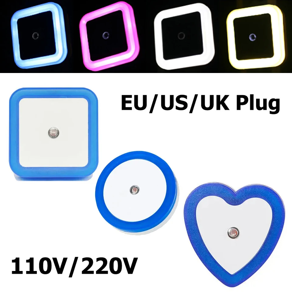 LED nočné svetlo roztomilý okrúhly tvar 110V 220V osvetlenie EU US UK Plug snímač Sensor Light Lamp Bedroom Koridor čítanie pre deti