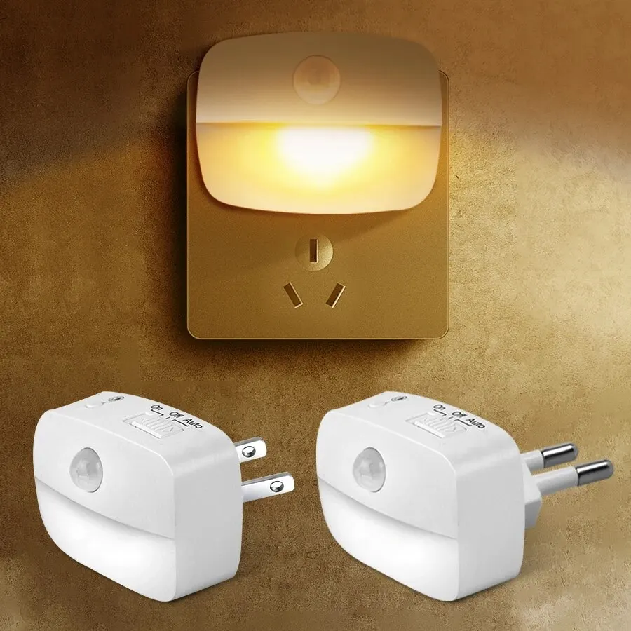 LED nočné svetlo s pohybovým senzorom svetlo eu US zástrčky zásuvky Detské nočné svetlá bezdrôtovej steny nočná nočná spálňa nočná lampa