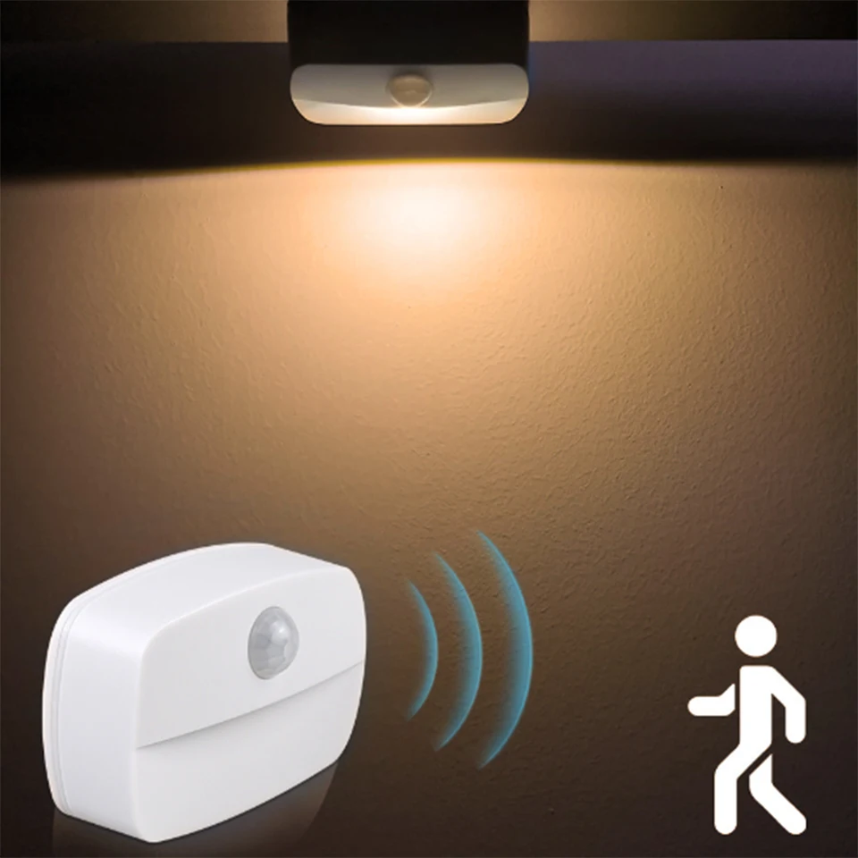 LED nočné svetlo Snímač EU EU EU v detektore 220V Socket lampa batéria napájaná pre schodisko pre chodcov