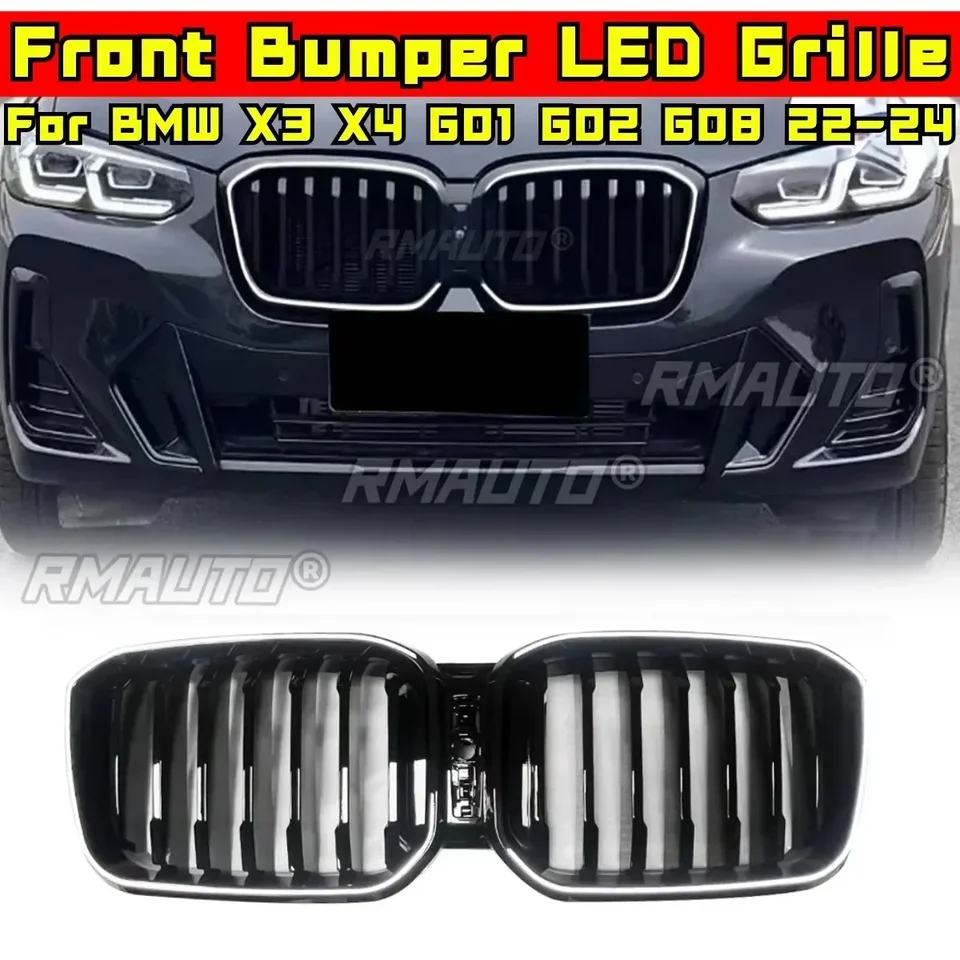 LED nárazník pre BMW X3 X4 X4M X4M G01 G02 G08 2022-2024 Predné pretekárske mriežky Súprava na prednú mriežku LED mriežky