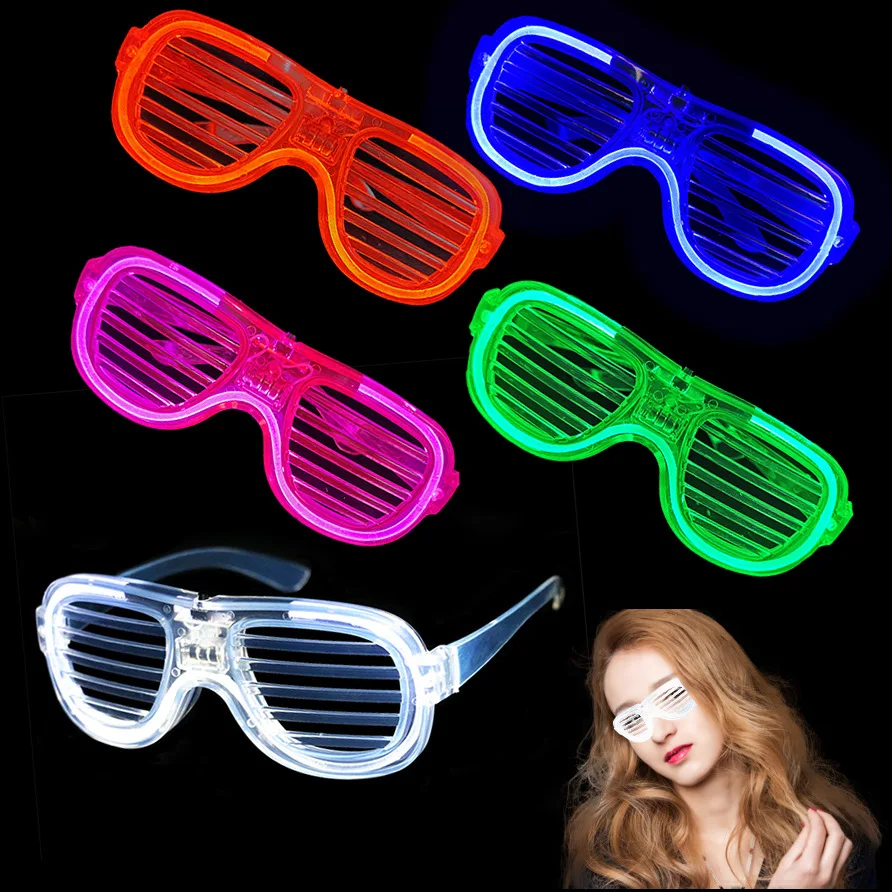 LED okuliare neónové párty blikajúce okuliare Svetlá svetlá okuliare bar Party koncertné rekvizity Fluorescenčné žiaria fotografie