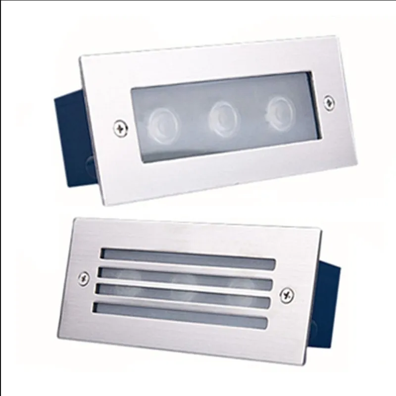 LED paluba Krokové svetlo 3x3W 9W AC85-265V Underground Lamp Zapustené schodisko Vnútorná podlaha záhradná krajina vonkajšie osvetlenie