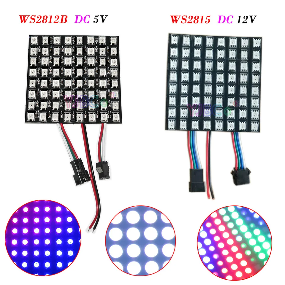 LED pixely WS2815 WS2812B obrazovky panela Matrix Digitálna flexibilná naprogramovaná individuálne adresovateľná celá farebná zobrazovacia doska
