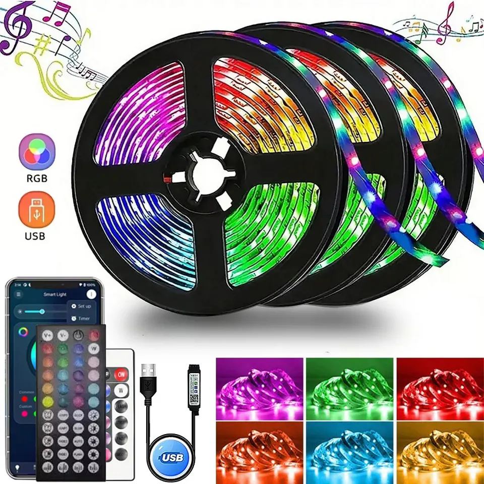 LED pásik Light Bluetooth wifi Alexa lepidlo USB LED ľadový reťazec svetlo 5V SMD 5050 RGB páska pre miestnosť 20 metrov vianočné svetlo