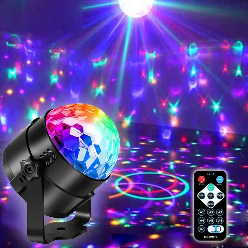 LED pódium Disco Light Rotuing DJ Ball Strobe diaľkový zvuk Control Magic Dance Car RGB vianočné darčeky Club Club laserová show lampa