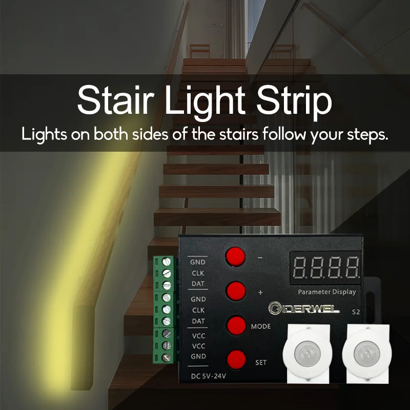 LED schodisko Svetlo pásový snímač stlmenie PIR Streamline pod skrinkou DC24V adresovateľné LED pásik