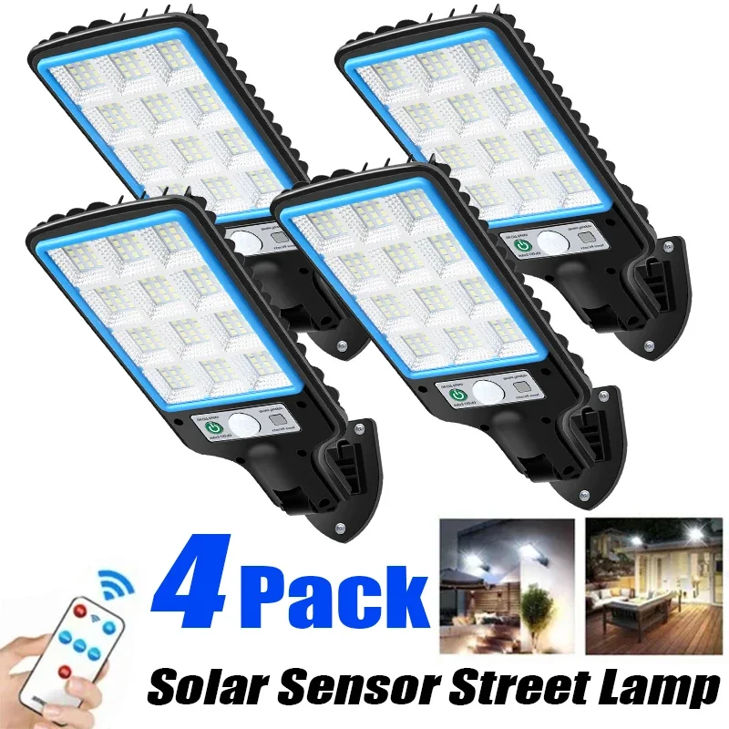 LED solárne pouličné svetlá vonkajšie 1-4 balenie solárnej lampy s 3 svetlom režimu nepremokavé bezpečnostné osvetlenie snímača pohybu pre záhradu