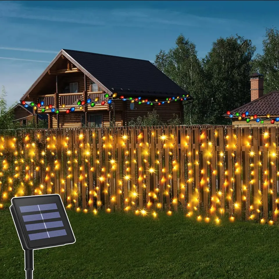 LED solárne struny svetlá 8 režimy rozprávková lampa vodotesná terasa záhrada svadobná hostina vianočná ramadánová dekorácia