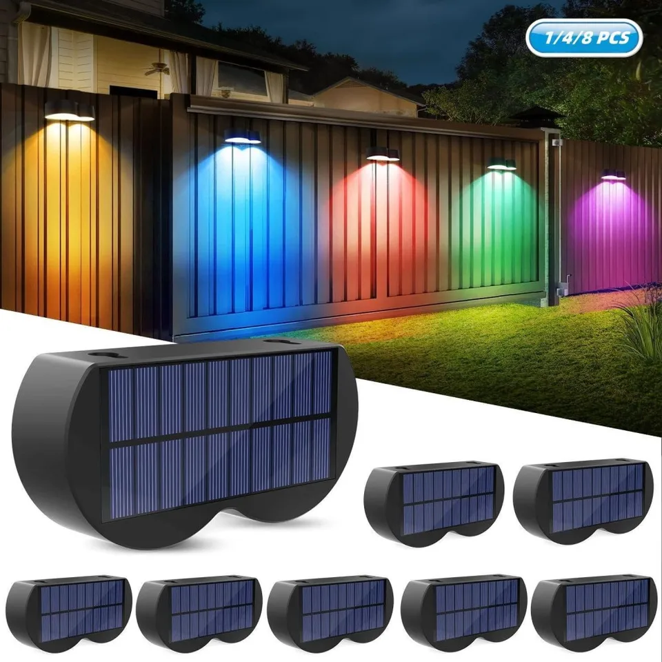 LED solárne svetlá vonkajšie teplé biele RGB záhradné dekorácie vonkajšia vonkajšia nástenná lampa pre plot vonkajšie osvetlenie Solárne schodité svetlo