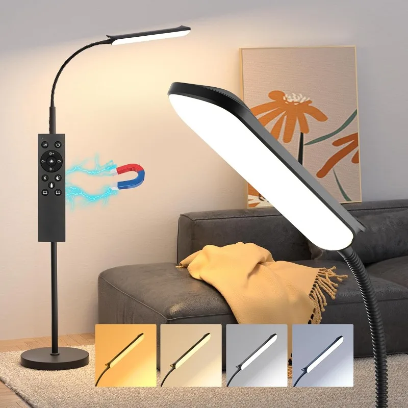 LED stožiarna lampa, 18 W super svetlá stolová lampa pre obývaciu izbu, nastaviteľné steplingové farby a jasnú stojatú lampu gooseneck