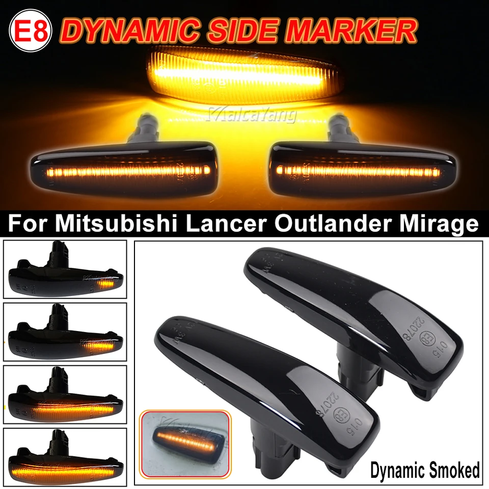 LED strana blatníka dynamická zákruta svetla svetla lampa pre Mitsubishi Lancer Evolution Evo X Outlander Sport RVR ASX Mirage 2014+