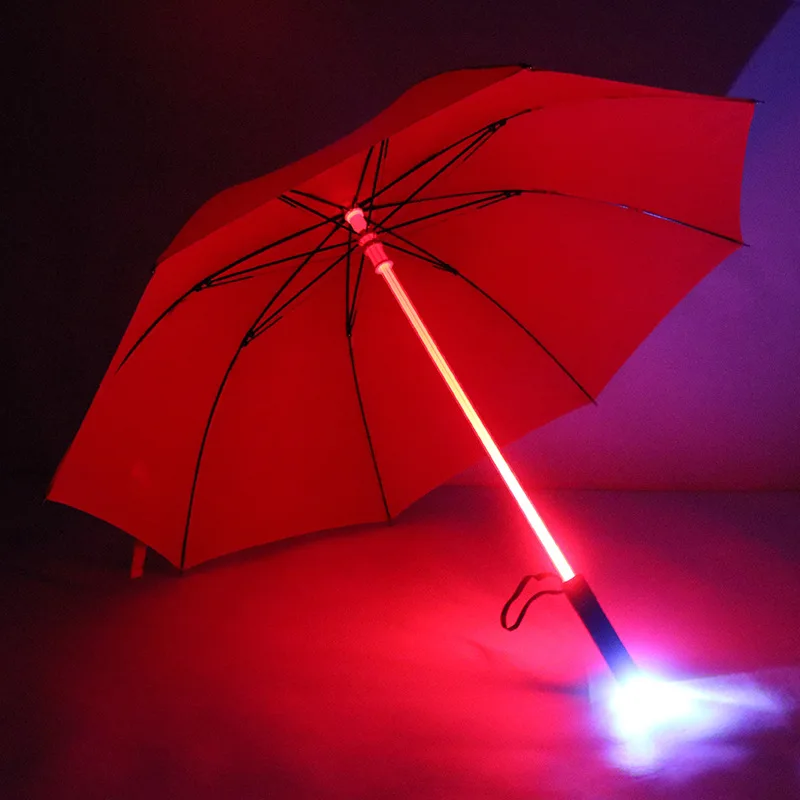 LED stredná hodnota svetlo emitujúca manuálny dáždnik farebné kreatívne osvetlenie priameho tyčového dáždnika dotyk dotykovej látky svetlo emitujúceho dáždnik