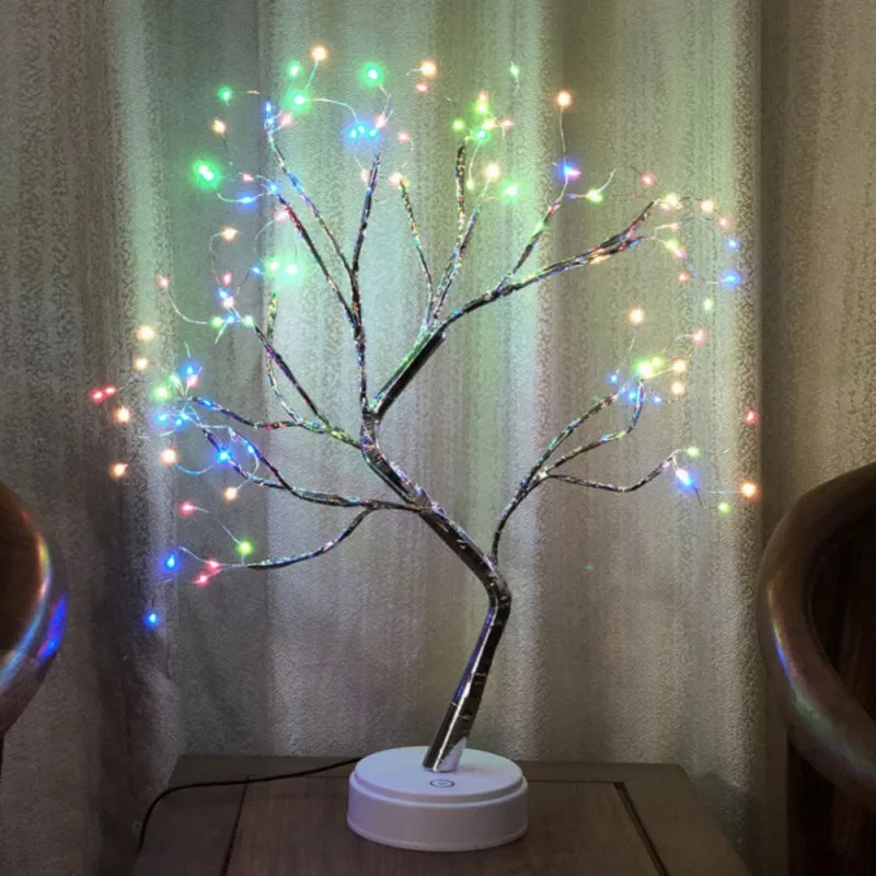 LED stromové svetlo svetlo Mini vianočný stromček medený drôt girland stromová lampa pre dieťa Domáca spálňa dekorácie dekorácie Holid Night Light