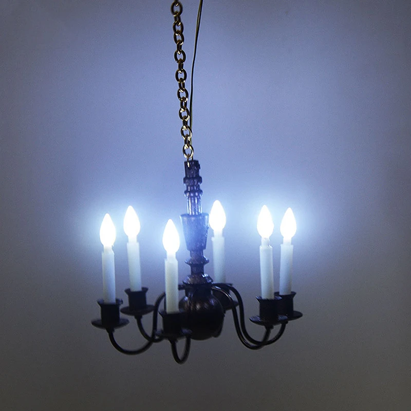 LED stropná lampa Dollouch Nábytok luster ľahký piesok stôl DIY Materiál Miniatúrne doplnky pre deti