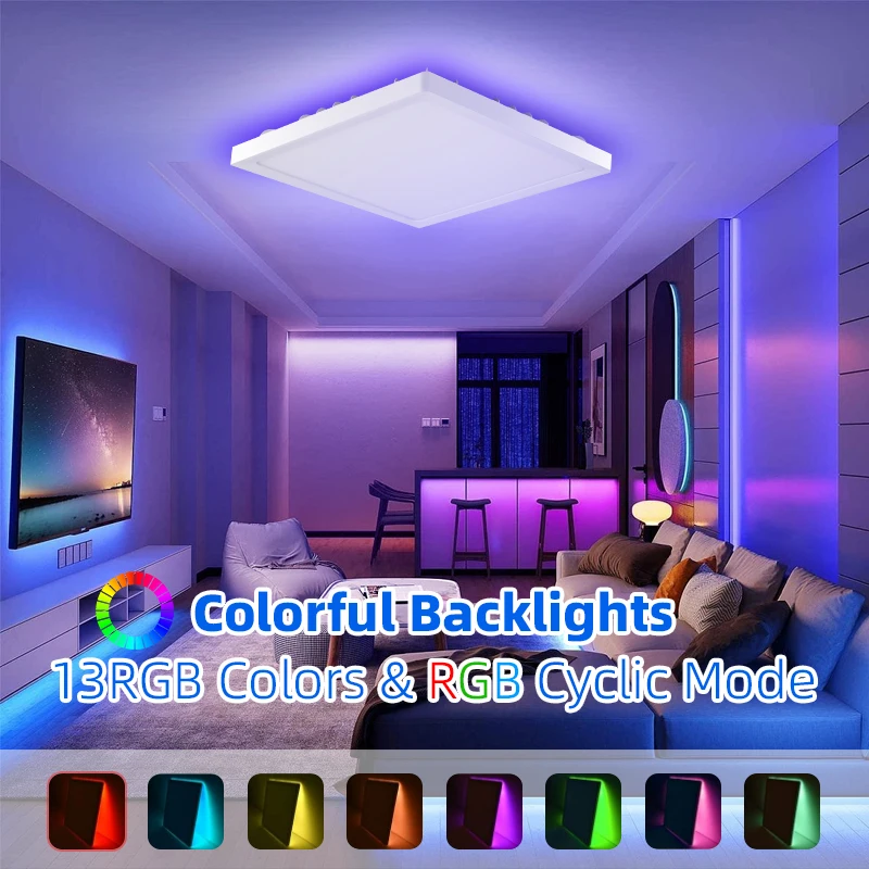 LED stropné svetlo štvorcový RGB s Bluetooth Panel Light Light diaľkové ovládanie jasu farby pre obývaciu izbu Luster
