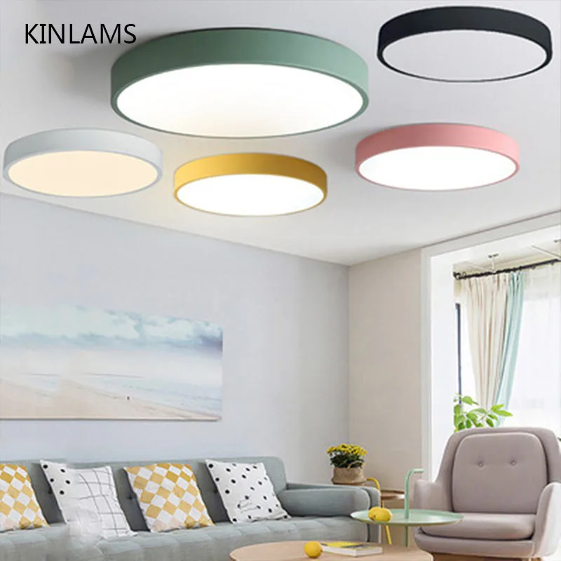LED stropné svetlá Moderné kolo 5 cm vnútorné žiarovky obývacia izba spálňa Kuchynský povrch diaľkový panel diaľkové ovládanie macaroon