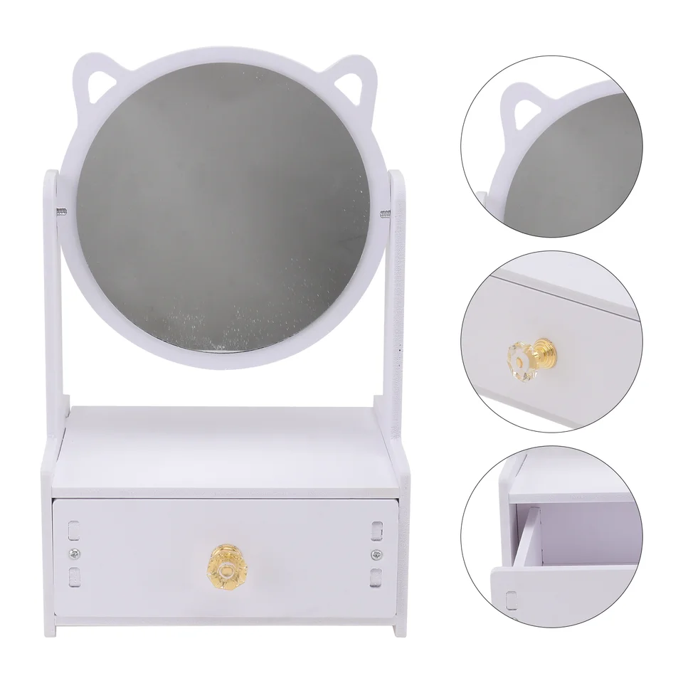 LED stôl pre svetlá so svetlom zrkadlové zrkadlové úložné skrinky lavica domáci make -up bieleho dreva Kozmetika