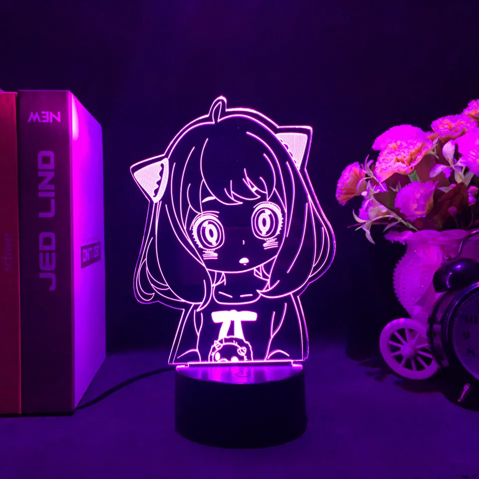 LED svetlo anime spy x rodina akrylového žiariaceho stojanu pre detskú spálňu dekorácie narodeniny darček Anya Foler Action Action