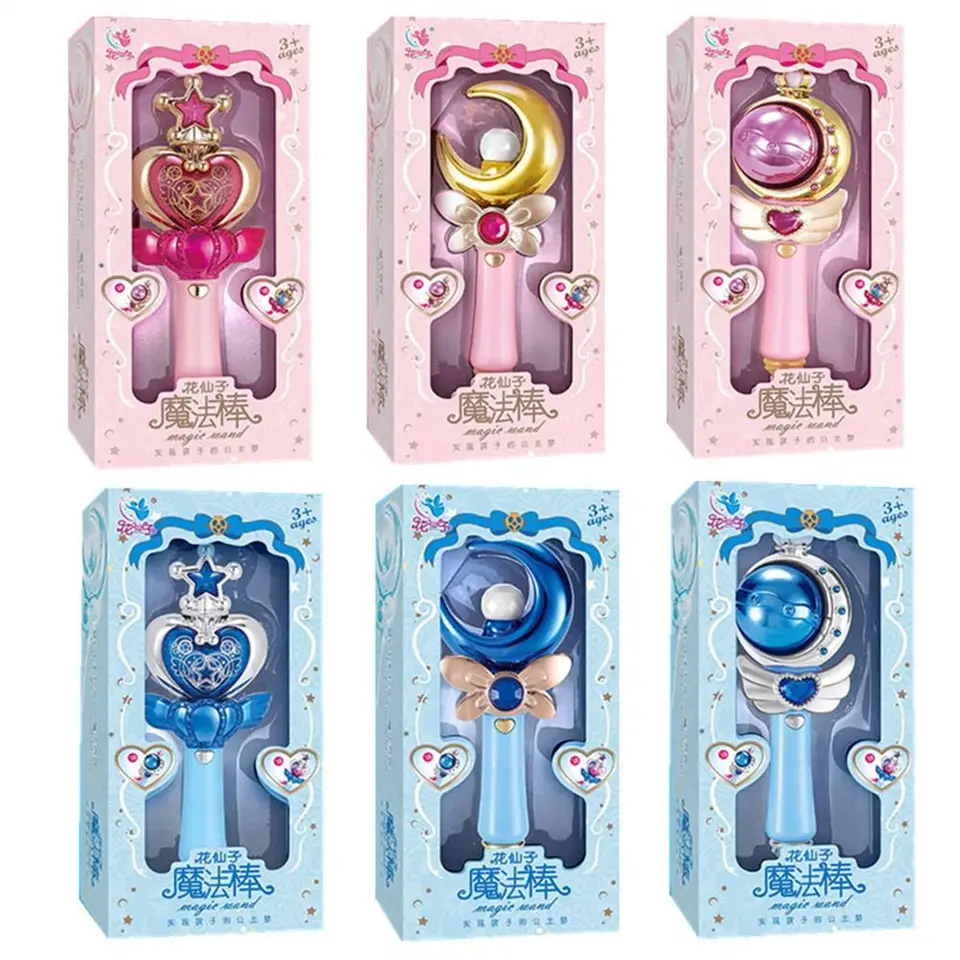 LED svetlo dievča MAGIC Wand Princezná prúžok s hudbou Mesiac Fairy Stick Princess Cosplay Light Stick Shine Glow Stick Party Dodávky