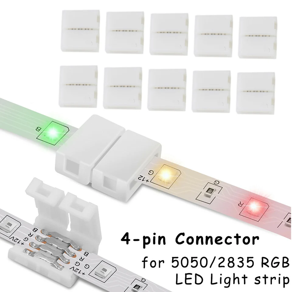 LED svetlo konektor ľahké a pružné pripojenia LED pásma 10ks spájkovací konektor pre 10 mm 4 PIN RGB Strip