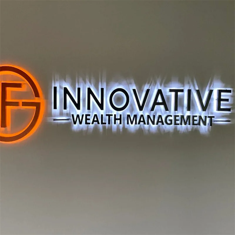 LED svetlo logo a písmená, vlastné podsvietené znamienko, znamenie pre podnikanie, logo 3D steny, podpísanie so zvýšenou 3D kancelárskou stenou