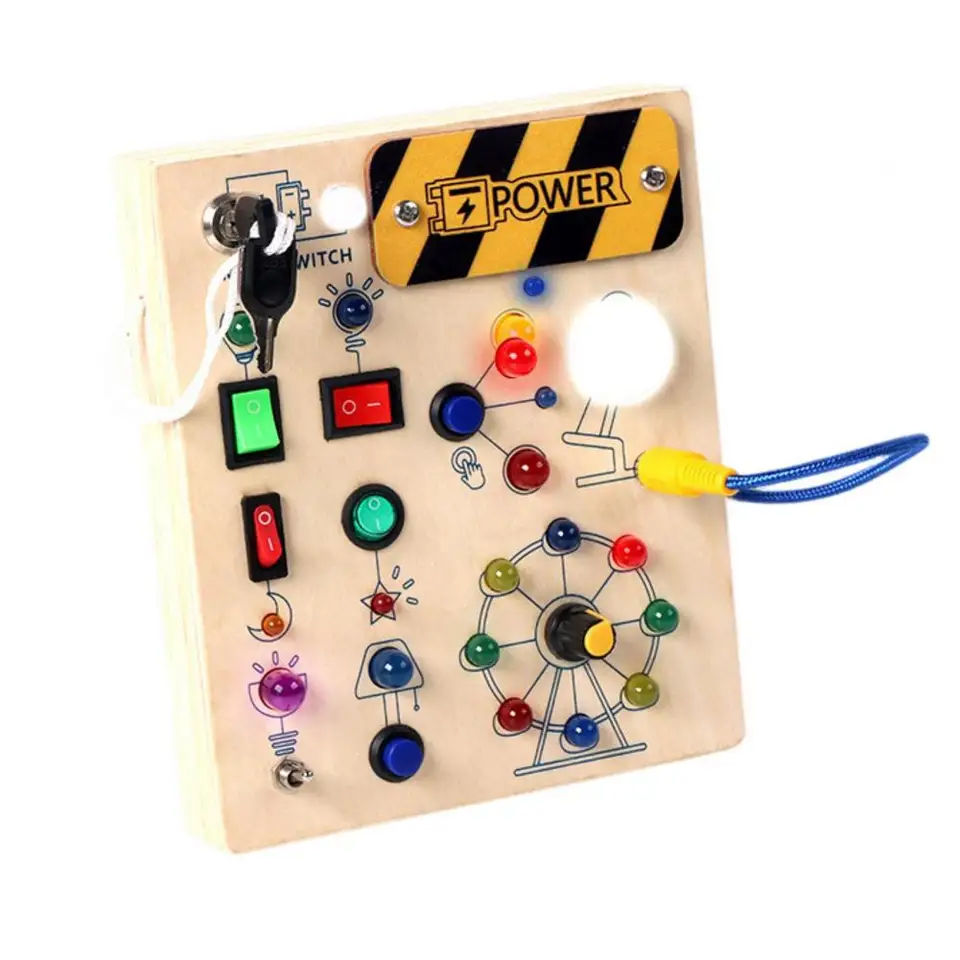 LED svetlo prepínač zaneprázdnená doska Battle Light-Up Switch Ovládanie drevených dosiek prenosné prenosné deti včasné vzdelávacie vzdelávacie herné dosky