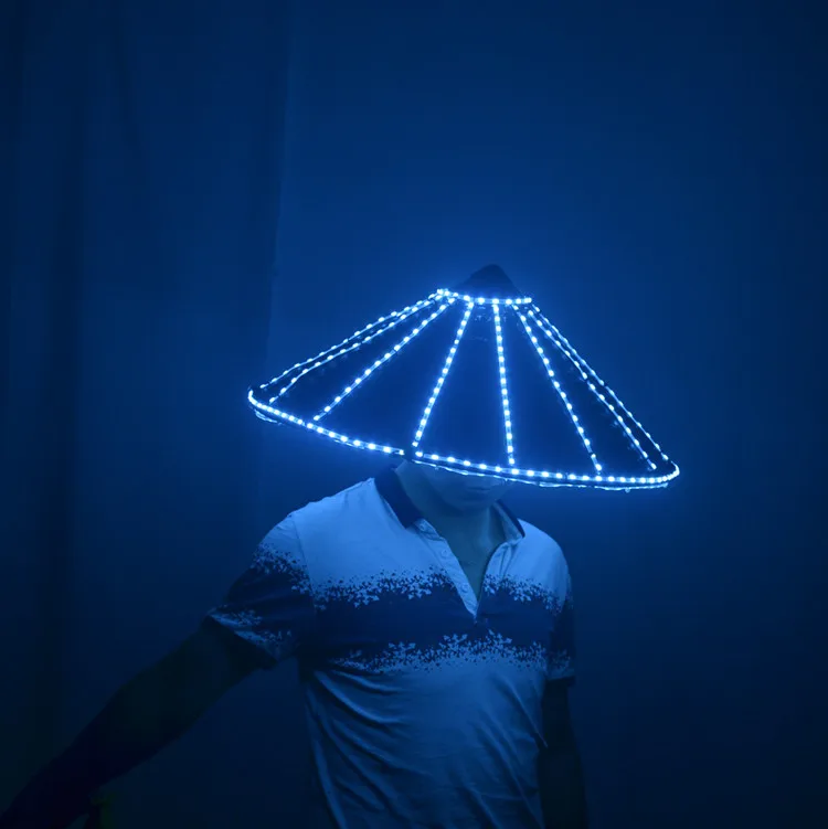 LED svetlo slama bambusová klobúk Brawl DJ Assassin Bar Nightclub Show Show Costy Props Custom Hat Ninja Helma