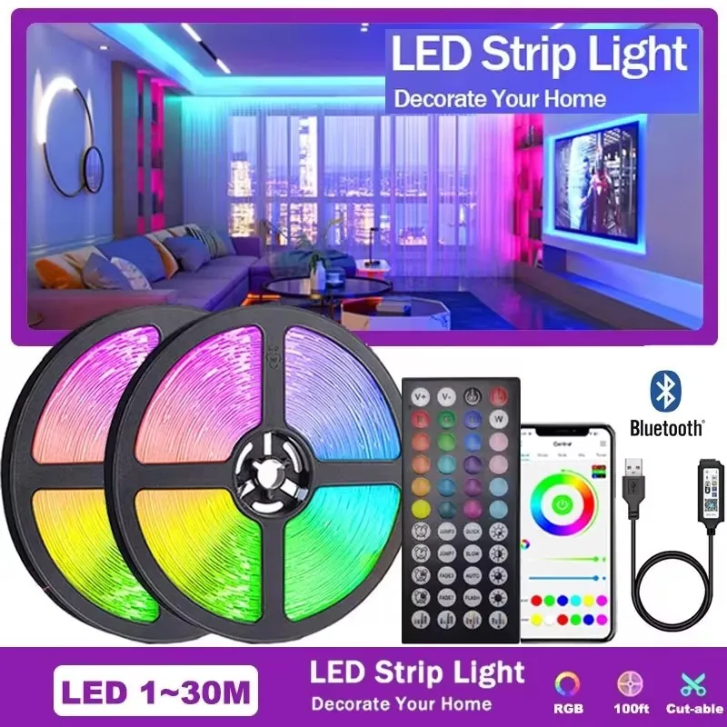 LED svetlo USB RGB LED pásik 1-30M 5050 Bluetooth WiFi Alexa Control App Control Adhessive Tape String TV podsvietenie Riboná