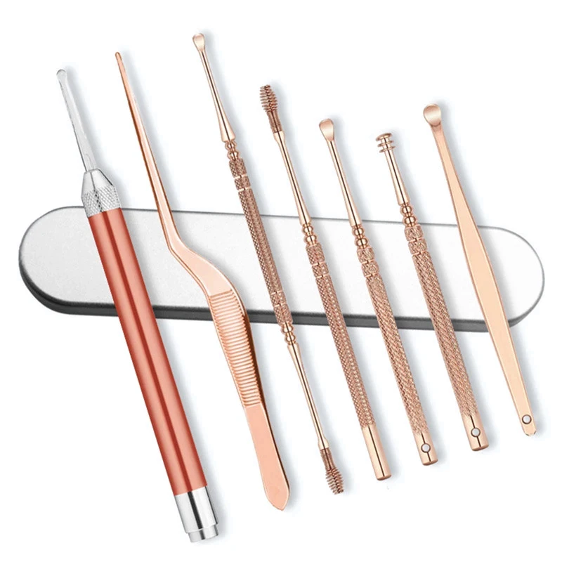 LED svetlo zberaca Earpick Earpick Curette Curette Vosk čistič lyžičku uší nos vosk Booger čistenie pinzet